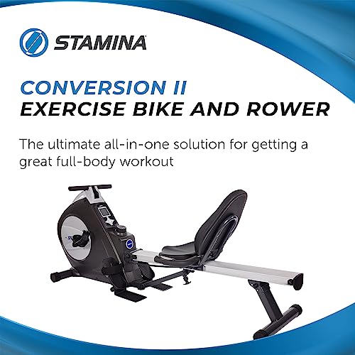 Stamina Conversion II Recumbent Exercise Bike and Rower 15-9003 - Cardio Machine with Smart Workout App - Home Workout Equipment - Up