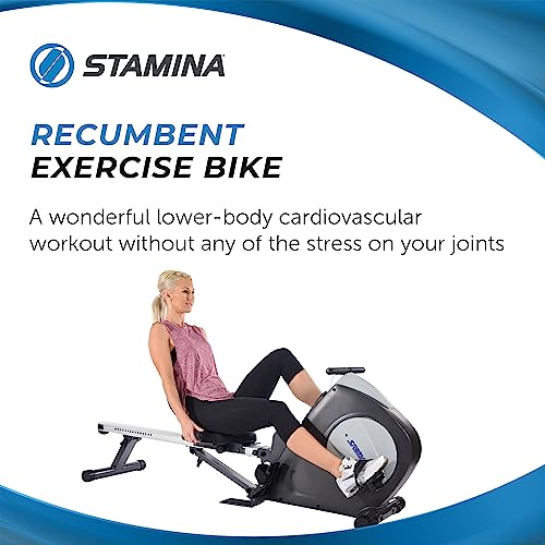 Stamina Conversion II Recumbent Exercise Bike and Rower 15-9003 - Cardio Machine with Smart Workout App - Home Workout Equipment - Up
